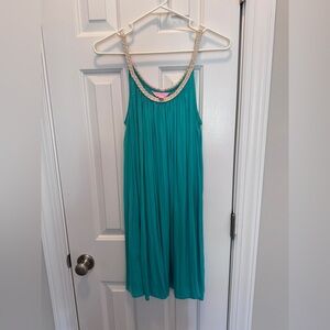Lilly Pulitzer Teal Sleeveless Dress with Braided Neckline